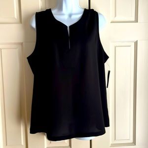 Nic & Zoe Chill Out Mixed Media Tank Blouse, Black, Size XL